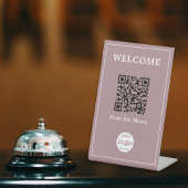 Mauve Restaurant Café Menü QR Code Business-Logo Sockelschild