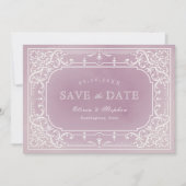 Mauve romantische Jahrgangshochzeit Save the Date (Vorderseite)