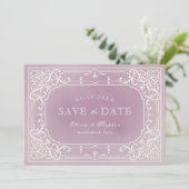 Mauve romantische Jahrgangshochzeit Save the Date (Stehend Vorderseite)