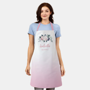 Mauve rosa Blumenmädchen personalisiert Schürze