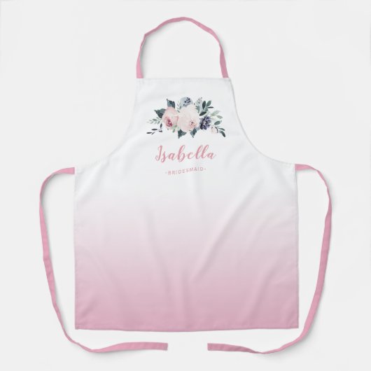 Mauve rosa Blumenmädchen personalisiert Schürze (Vorderseite)