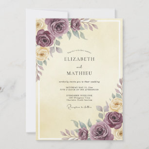 Mauve-Rosa-Creme-Hochzeit Einladung