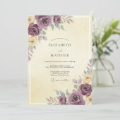 Mauve-Rosa-Creme-Hochzeit Einladung (Stehend Vorderseite)