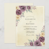 Mauve-Rosa-Creme-Hochzeit Einladung (Vorne/Hinten)