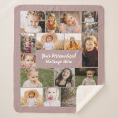 Mauve Rosa Personalisierte 16 Foto-Collage Maßanfe Sherpadecke (Vorderseite)