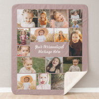 Mauve Rosa Personalisierte 16 Foto-Collage Maßanfe
