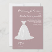 Mauve rosa weiße Spitzen Hochzeitskleid schicke Ho Einladung (Vorderseite)