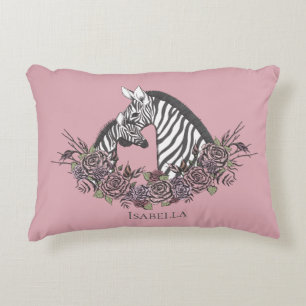 Mauve Rosa Zebra Handgezeichneter Akzent Dekokissen