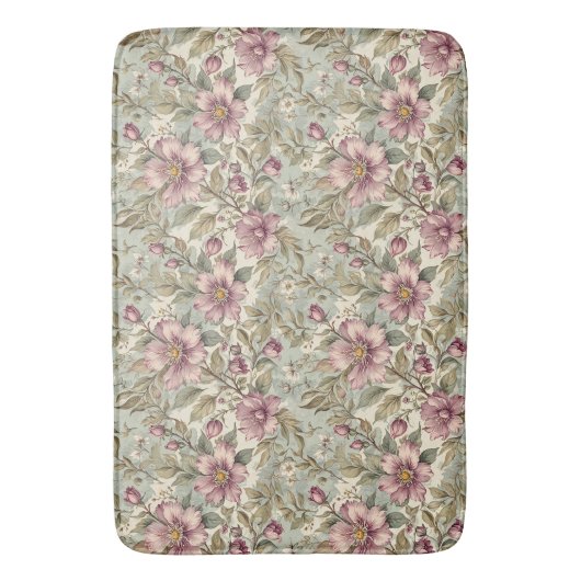 Mauve Rose auf Minze Badematte (Vorderseite Vertikal)