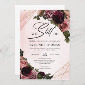 Mauve Rose Blume rot Bordeaux wir noch tun Einladung (Vorne/Hinten)