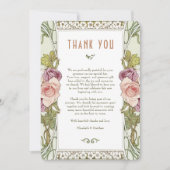 Mauve Rose Dankeschön Card Vintag Nouveau Mucha Einladung (Vorderseite)