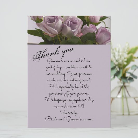 "Mauve Rose" Dankeschön Karte (Stehend Vorderseite)