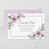 Mauve Rose Elegante Blumenhochzeit speichern das D RSVP Karte (Vorne/Hinten)