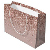 Mauve Rose Gold Glitzer Sparkle Große Geschenktüte (Rückseite Schrägansicht)