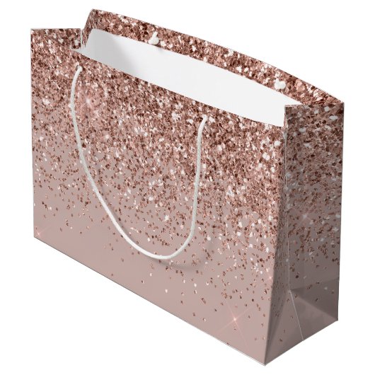 Mauve Rose Gold Glitzer Sparkle Große Geschenktüte (Rückseite Schrägansicht)