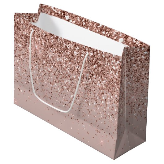 Mauve Rose Gold Glitzer Sparkle Große Geschenktüte (Vorderseite Schrägansicht)