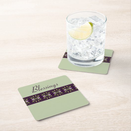 Mauve-Rose mit Lila Rechteckiger Pappuntersetzer (Vor Ort)