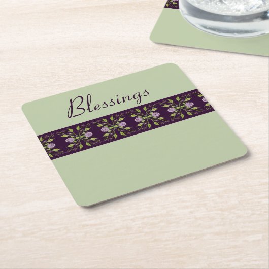 Mauve-Rose mit Lila Rechteckiger Pappuntersetzer (angewinkelt)