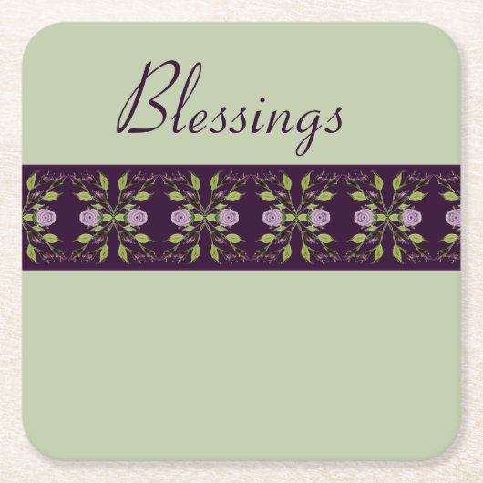 Mauve-Rose mit Lila Rechteckiger Pappuntersetzer (Vorderseite)