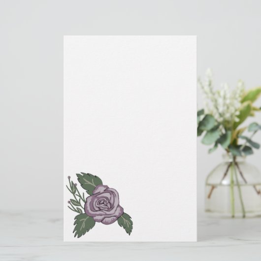 Mauve Rose Stationery Briefpapier (Stehend Vorderseite)