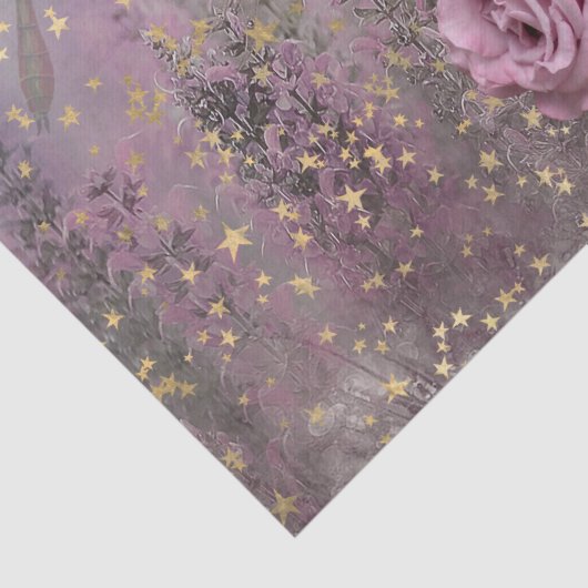 Mauve Rose über Fantasy Background Seidenpapier (Detail)