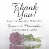 Mauve Rose Vielen Dank für Ihr Hochzeit Mini-Flasc Aufkleber (Vorderseite)