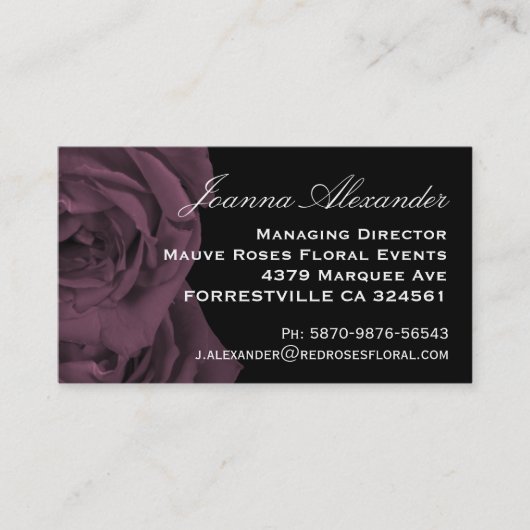 Mauve Rose Visitenkarte (Vorderseite)