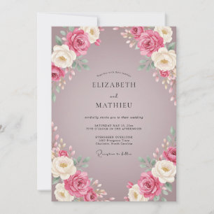 Mauve-Rosen-Hochzeit Einladung