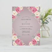 Mauve-Rosen-Hochzeit Einladung (Stehend Vorderseite)