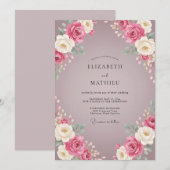 Mauve-Rosen-Hochzeit Einladung (Vorne/Hinten)