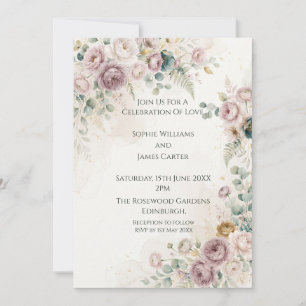 Mauve-Rosen-Hochzeitseinladung Einladung