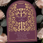 Mauve Royal Medieval Gold Sword Wedding Arch Einladung<br><div class="desc">Set den Ton für Ihre mittelalterliche Fantasy-Hochzeit mit einem kühnen Bogen-Einladung-Design - ein großes goldenes Schwert umgeben von Blumen vor einem mauvem Hintergrund. Ideal für Paare, die von einer epischen, romantischen Feier träumen. Machen Sie Ihre Liebe von Anfang an legendär! HINWEIS: Das Gold in diesem Design ist KEINE echte Folie....</div>