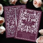 Mauve Royal Medieval Silver Sword Wedding Folieneinladung<br><div class="desc">Celebrate your special day with this Royal Medieval Sword Wedding design on a mauve background. This design features a frame with a sword and flowers. The silver on the back of this product is printed in flat colors and is NOT real foil.</div>