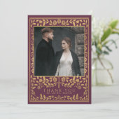 Mauve Royal Mittelalterliche Hochzeit Dankeskarte (Stehend Vorderseite)