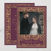 Mauve Royal Mittelalterliche Hochzeit Dankeskarte (Vorne/Hinten)