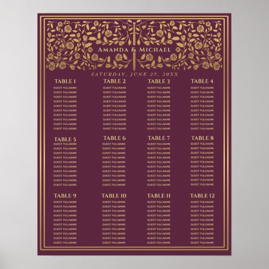 Mauve Royal Mittelalterliche Hochzeitsstift Poster (Vorne)