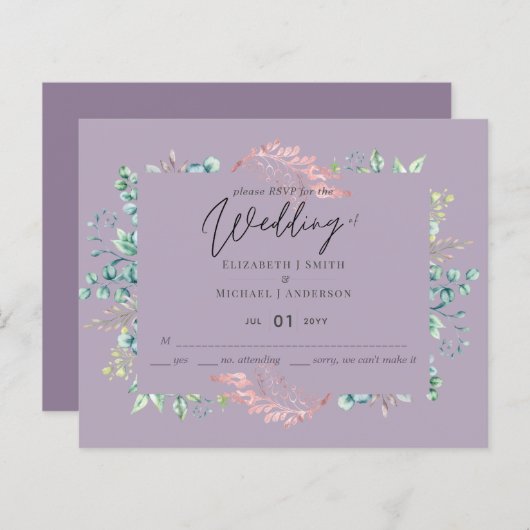 Mauve Sage Botanische Blätter UAWG Budget Hochzeit (Vorne/Hinten)