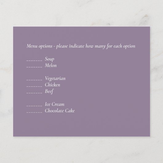 Mauve Sage Botanische Blätter UAWG Budget Hochzeit (Rückseite)