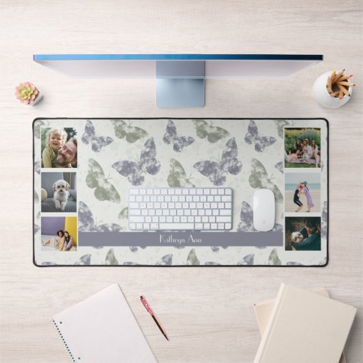 Mauve & Sage Butterflies Foto Collage Schreibtischunterlage (Büro 1)