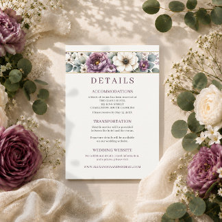 Mauve & Sage Florale Hochzeit Begleitkarte