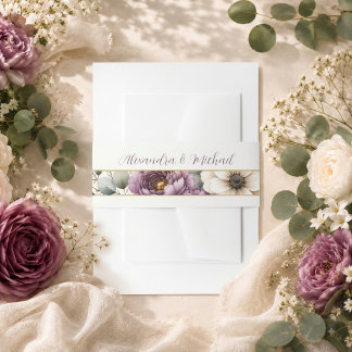 Mauve & Sage Florale Hochzeit Einladungsbanderole