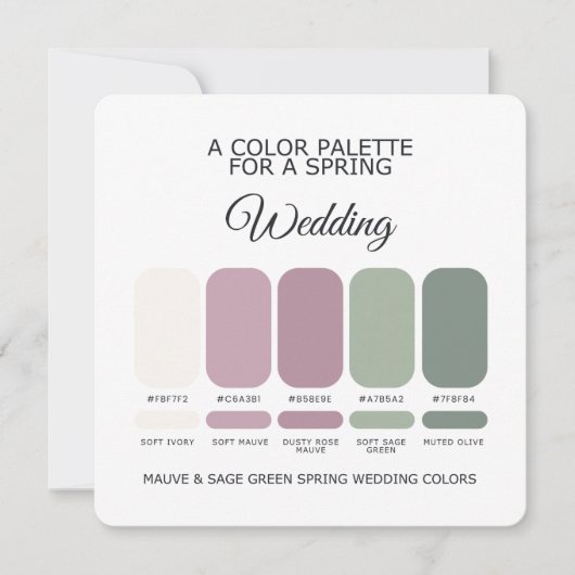 Mauve Sage Green Spring Wedding Palette 2026 Card Einladung (Vorderseite)