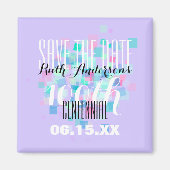 Mauve Save the Date Centennial Personalisiert Magn Magnet (Vorne)