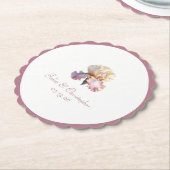 Mauve Scalloped Border, Blush Blume Hochzeit Untersetzer (angewinkelt)