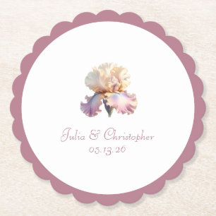 Mauve Scalloped Border, Blush Blume Hochzeit Untersetzer