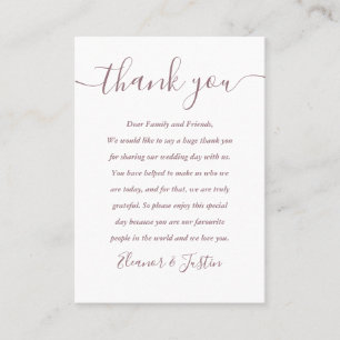 Mauve Script Hochzeit Danke Platzkarte