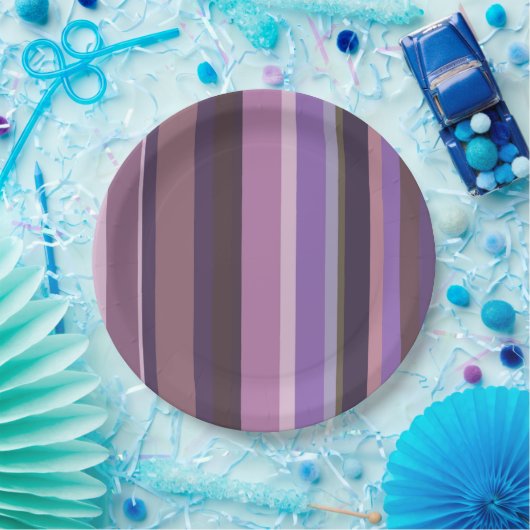 Mauve senkrechte Streifen Pappteller (Party)