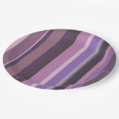 Mauve senkrechte Streifen Pappteller (Schrägansicht)