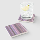 Mauve senkrechte Streifen Steinuntersetzer (Seitenansicht)