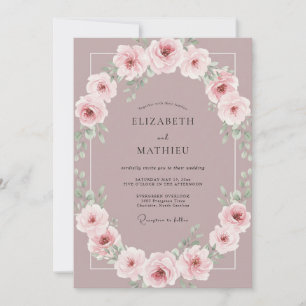 Mauve Serene Floral Frühlingshochzeit Einladung
